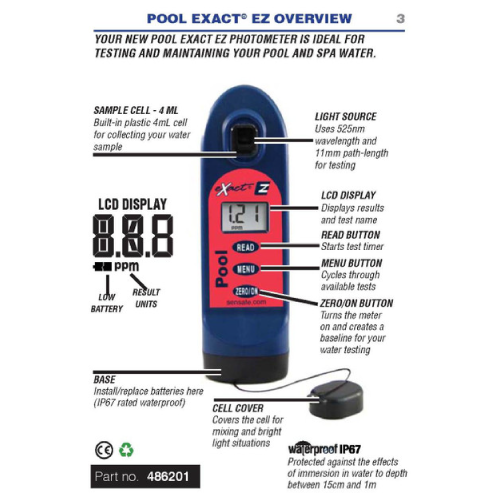 EXact Pool-EZ 휴대용 다항목 측정기 486201-BT Cl CI chlorine 수영장