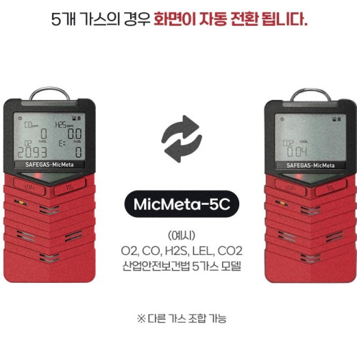 MicMeta-5C 복합가스측정기 SAFEGAS 세이프가스 O2 CO H2S LEL CO2